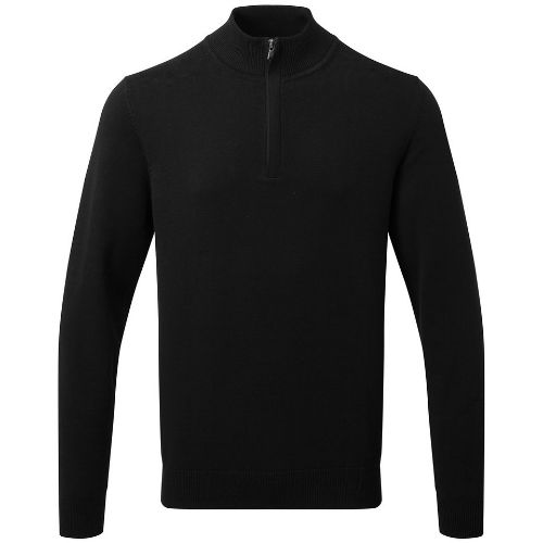 Asquith & Fox Men's Cotton Blend ¼ Zip Sweater Black